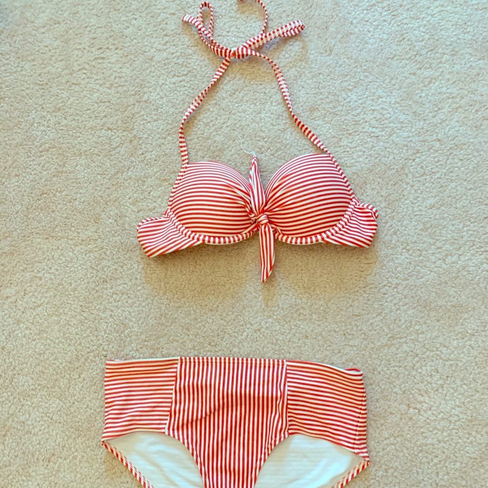 Red and White Striped Aerie Bikini